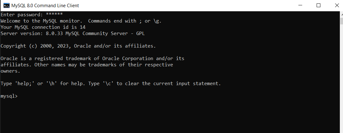 mysql environment ready to run command