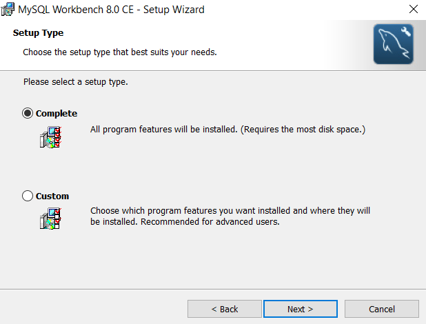 workbench installation setup type complete or custom